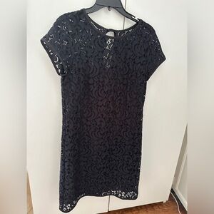 Ann Taylor LOFT eyelash lace dress, navy blue
